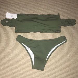 army green tube top bikini!! brand new!